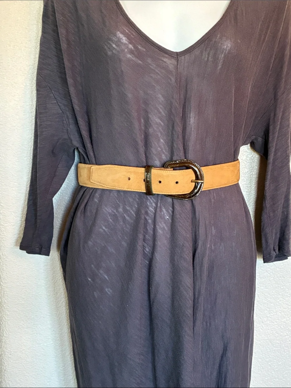 Harken Leather Belt, Women's M, Tan suede with Dark brown Buckle/keeper euc